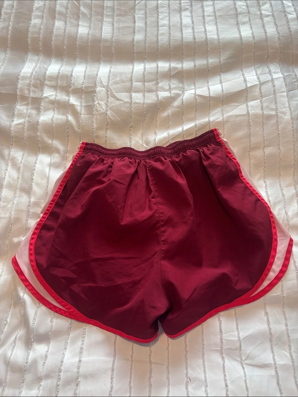 Nike Women’s Maroon Athletic Shorts with Pink Trim